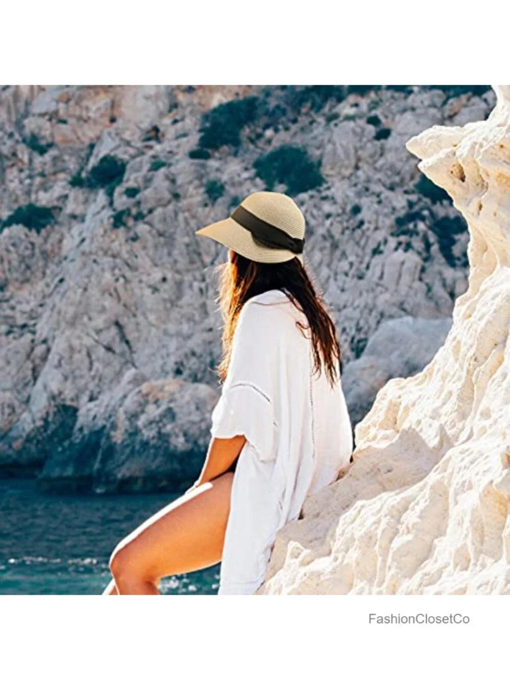 Wide Brim Foldable Straw Sun Hat with UPF 50